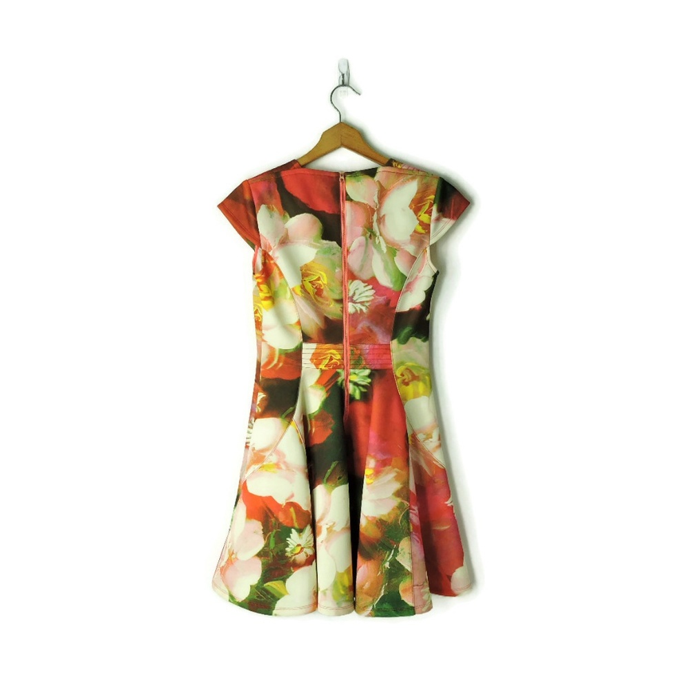 Ted Baker Dress Rose On Canvas Skater Neoprene Spring Summer Floral - Picture 3 of 6